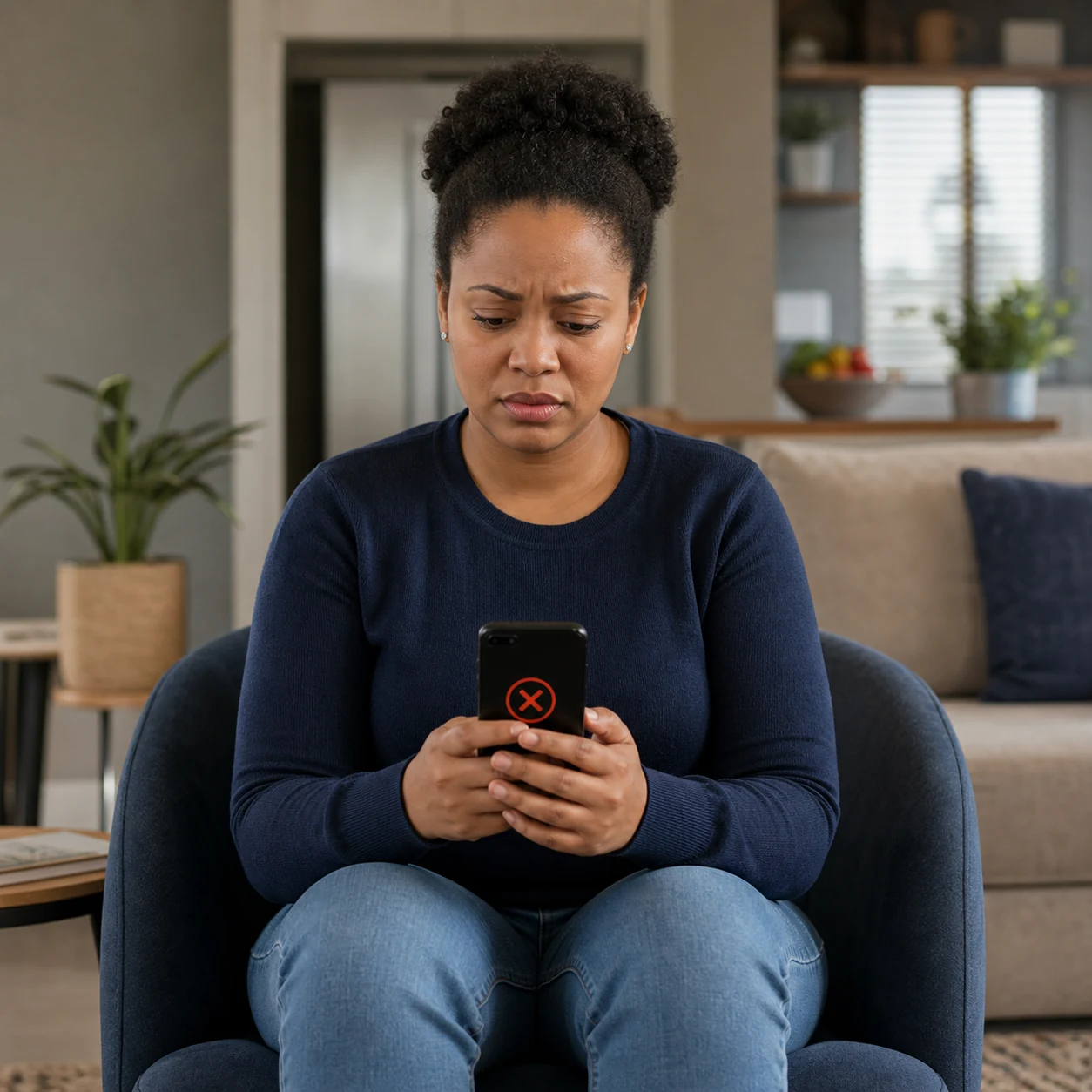 Consumer receiving a declined application notification